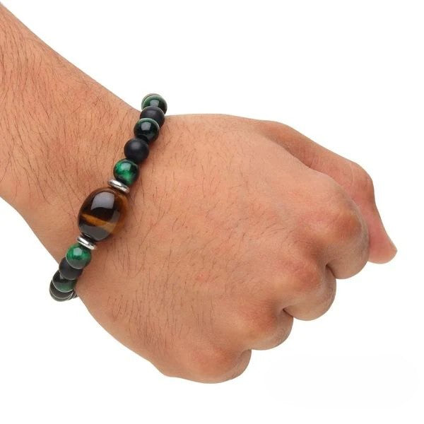 Natural Green Tiger Eye & Brown Tiger Eye Tumble Bead Bracelet
