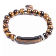 Natural Tiger Eye Heart Charm Bracelet