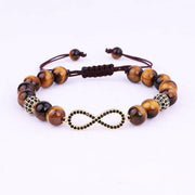 Natural Brown Tiger Eye Stone Infinity Charm Bracelet