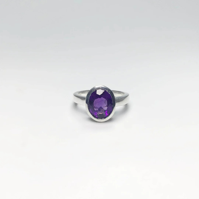 Natural Amethyst Good Health Adjustable Ring