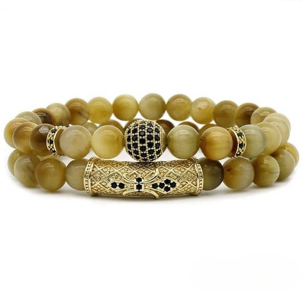 Natural Golden Tiger Eye Stone Charm Bracelet