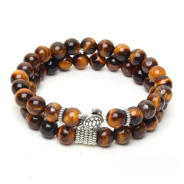 Natural Tiger Eye Tortoise Pair Bracelet