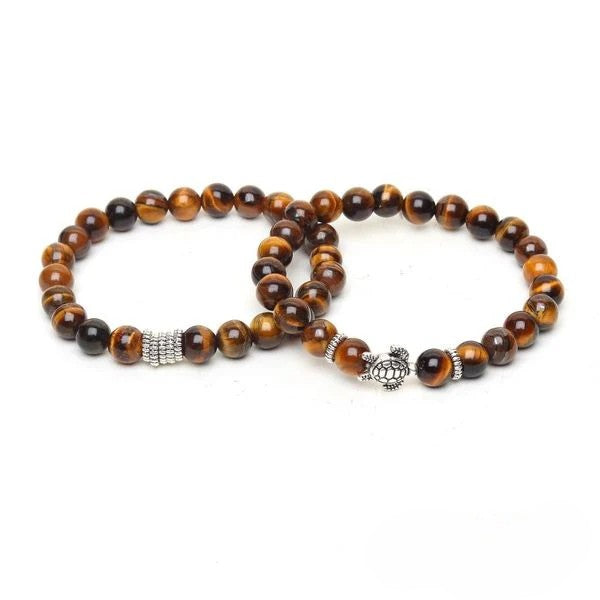 Natural Tiger Eye Tortoise Pair Bracelet