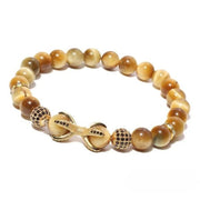 Natural Golden Tiger Eye Stone Double Charm Ball Bracelet