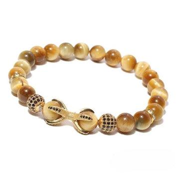 Natural Golden Tiger Eye Stone Double Charm Ball Bracelet