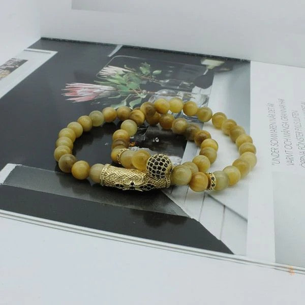 Natural Golden Tiger Eye Stone Charm Bracelet