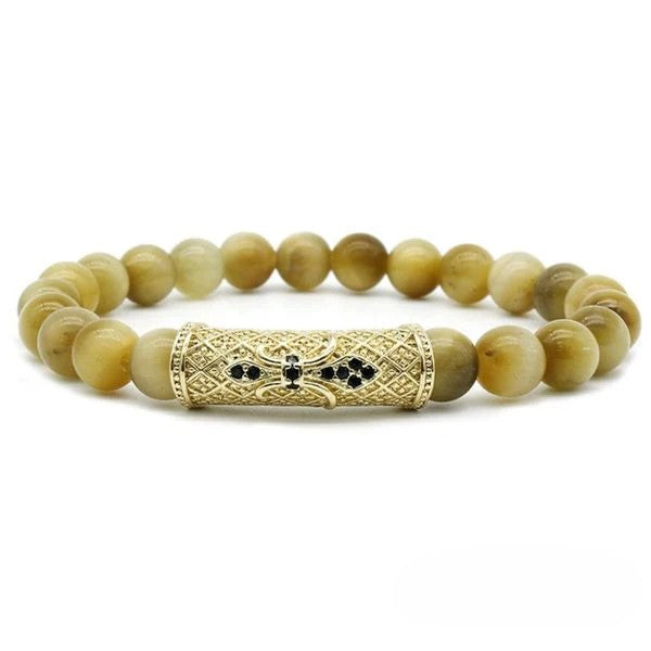 Natural Golden Tiger Eye Stone Charm Bracelet
