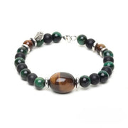 Natural Green Tiger Eye & Brown Tiger Eye Tumble Bead Bracelet