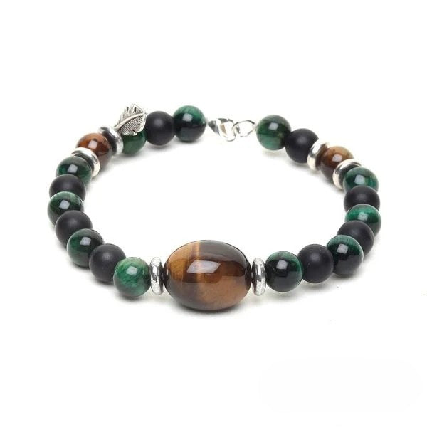 Natural Green Tiger Eye & Brown Tiger Eye Tumble Bead Bracelet