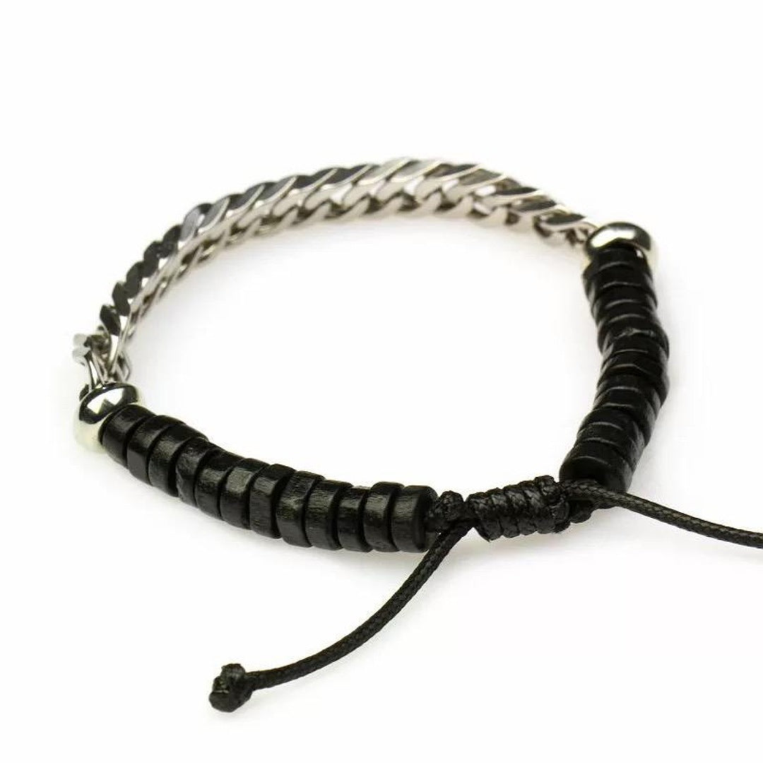 Natural Tiger eye & Lava Stainless steel Pair Wealth Bracelet
