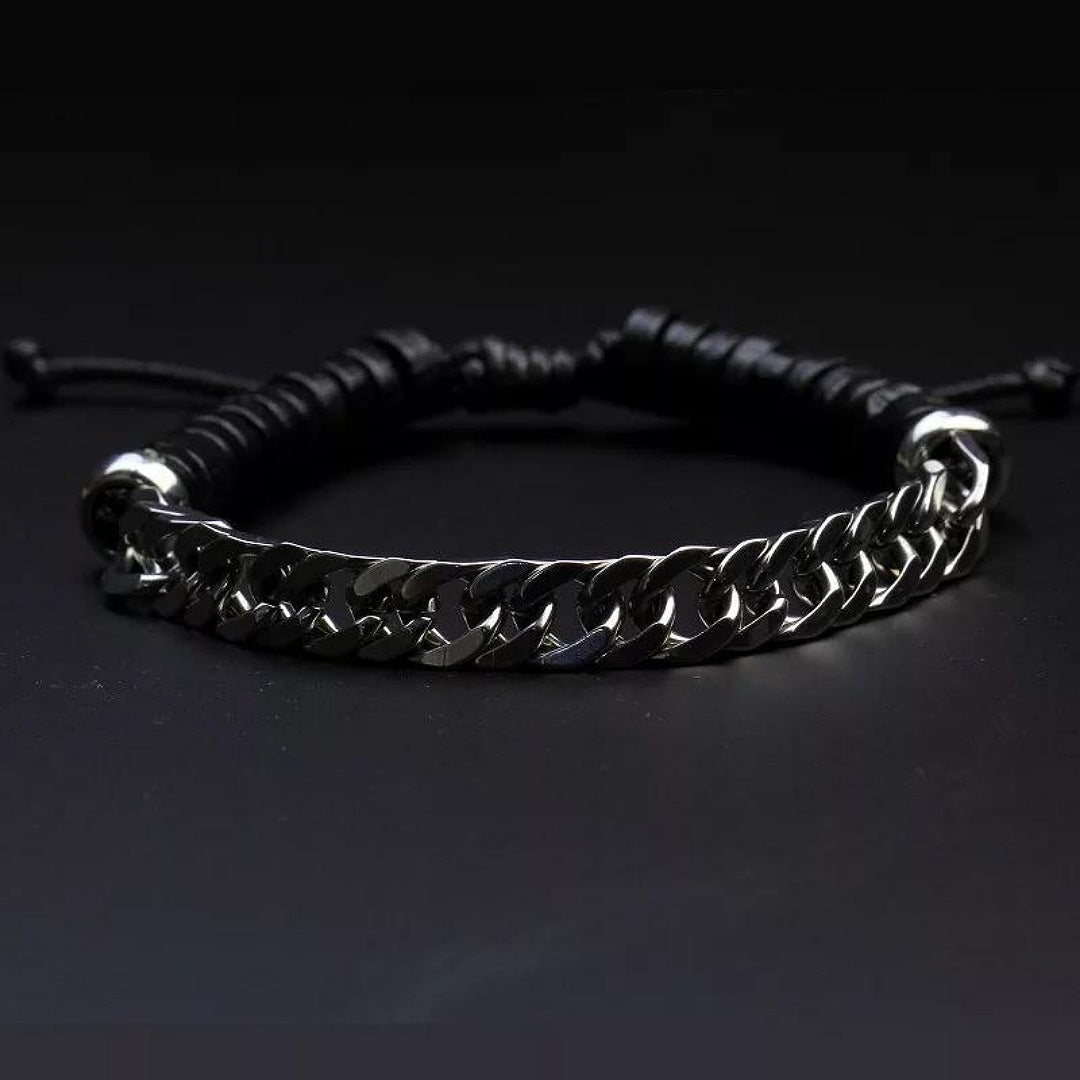 Natural Tiger eye & Lava Stainless steel Pair Wealth Bracelet