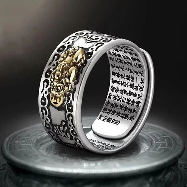 Fengshui Pixiu God Wealth Mantra Authentic Ring