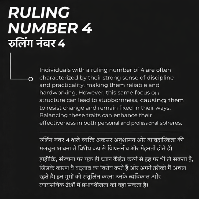 Natural Crystal Ruling Number ( मूलांक ) 4 Bracelet