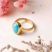 Natural Turquoise ( Firoza Stone ) Ashtadhatu Adjustable Ring