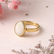 Natural Opal ( Dudhiya Stone ) Ashtadhatu Adjustable Ring