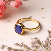 Natural Blue Sapphire ( Neelam Stone ) Ashtadhatu Adjustable Ring